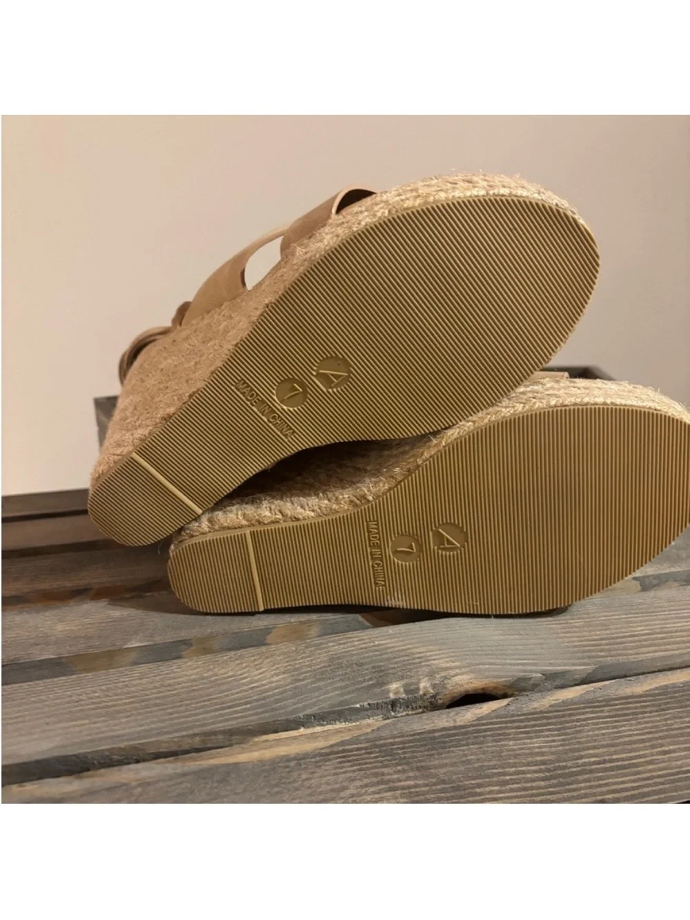 Women's Tan Espadrille Platform Sandals with Ankle Tie